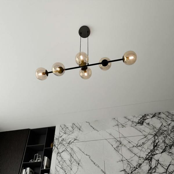 Emibig ROSSI Pendant lamp  6 x E14 Black with Amber Shade