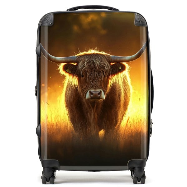 Warren Reed Highland Cow Sunset Suitcase