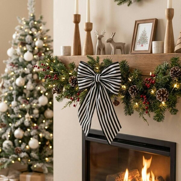 Garden Greatness Decorative Christmas Stripe Bows 3 Pack