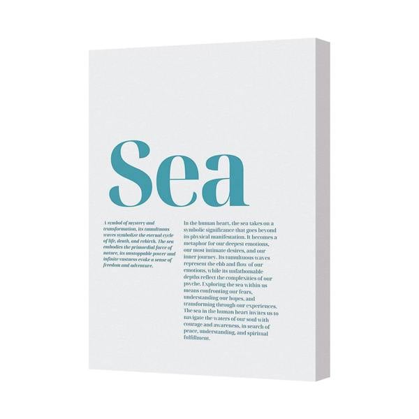 Benjamin Tate Design Sea Canvas Wall Art Print Ocean Blue Typography For Living Room Decor