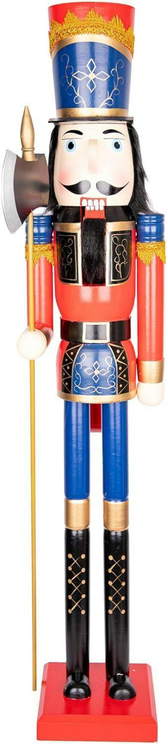 120cm Wooden Christmas Nutcracker Soldier Ornament, Hand-Painted Wood Decorative Figure image 8