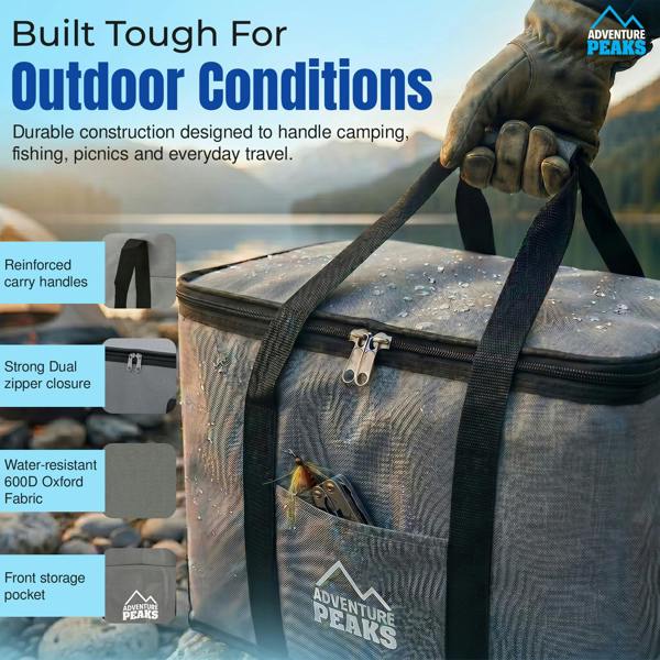 ADVENTURE PEAKS Cooler Bag Insulated Lunch Bag Leak Resistant Cool Box With Handle Shoulder Straps & Pocket Thermal Cool Bags For Food and Drink