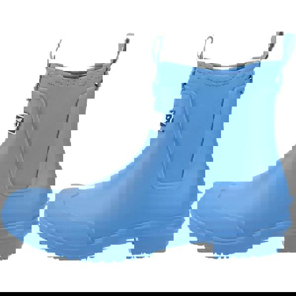 Cotswold Grosvenor Womens Pull On Ankle Wellie Wellington, blue waterproof rubber ankle boot with pull-on handles and flexible sole.