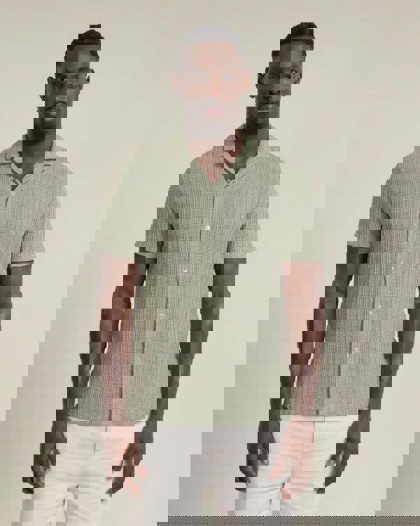 Larsson & Co Peder - Crochet Jacquard Short Sleeve Shirt