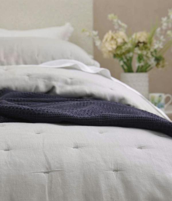 M.M Linen Laundered Linen Pewter Bedspread Set