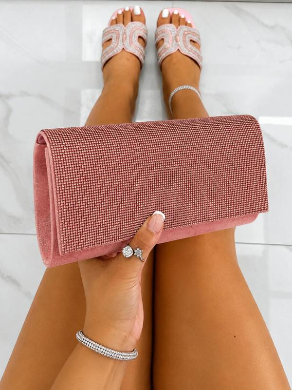 Love Lemonade Crystal Sparkle Clutch Bag Baby Pink