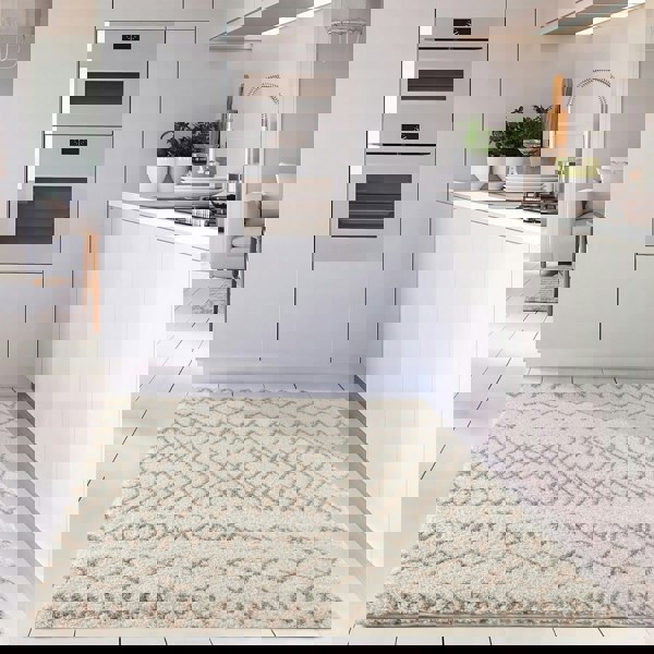 Moroccan Beige Ivory rug non-shedding, pet-friendly, and easy to clean