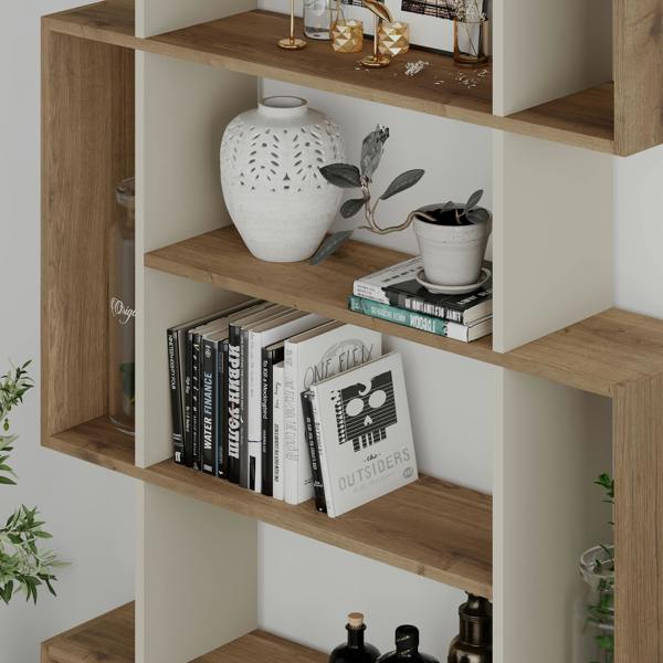 Decortie Mito Modern Freestanding & Wall Mounted Bookcase Sonoma 5-Tier Display Unit Tall for Home & Office 161cm