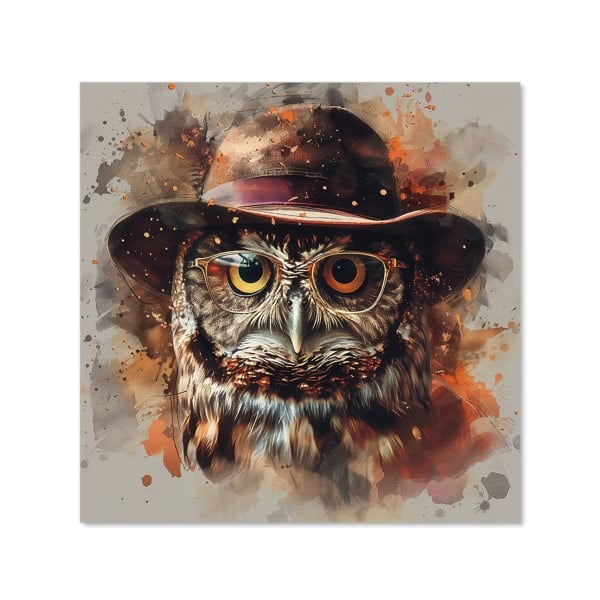 Warren Reed - Designer Owl With Hat And Glasses Kitchen Splashback