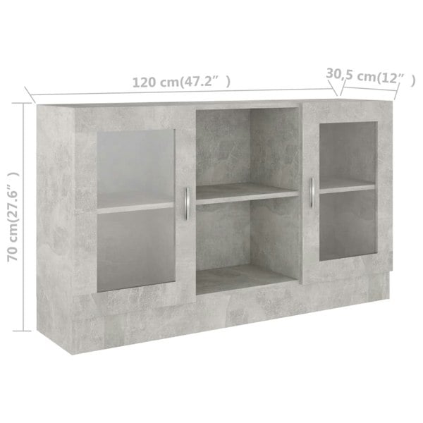 Berkfield Vitrine Cabinet Concrete Grey 120x30.5x70 cm Engineered Wood