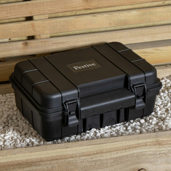 Samuel Alexander 34cm x 21cm Large Black Outdoor Weatherproof Connection Box with Extension Cable