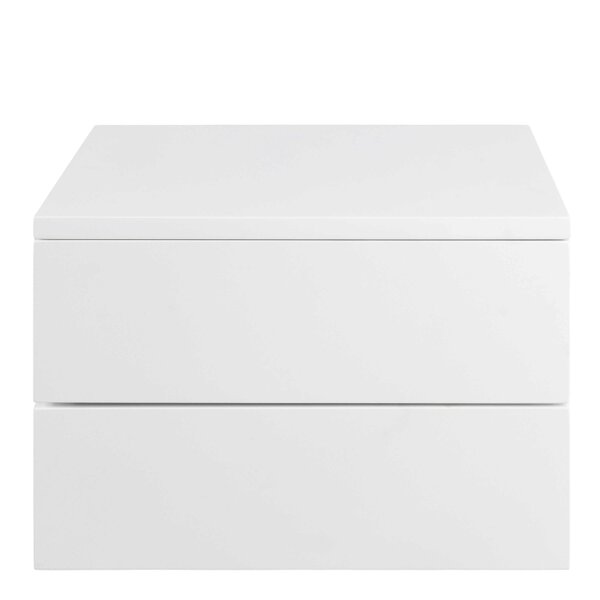 Wyld Haus Rome Matt White Wooden Bedside Table 2 Drawers