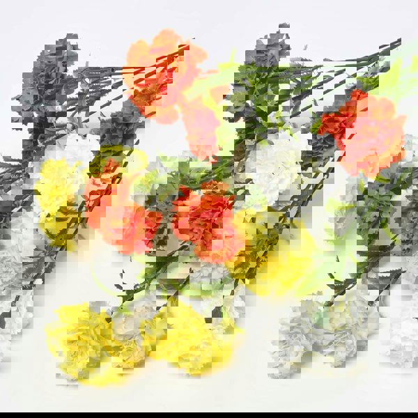 HOMESCAPES Yellow Artificial Carnation Spray Single Stem Set of 3, 55 cm