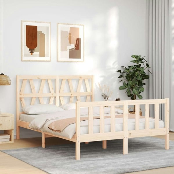 Berkfield Bed Frame with Headboard 140x190 cm Solid Wood