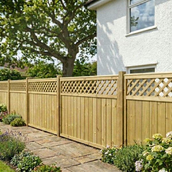 Premier Garden Supplies Urban Diamond Fence Panel with Lattice Insert - 5 Pack H: 4ft x W: 6ft (182.8cm) - Wood - Pressure Treated (Tanalised)