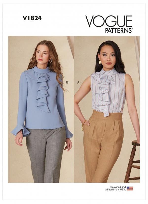 Vogue Sewing Pattern 1824, Tops for Women, B5 (8-10-12-14-16) - Easy