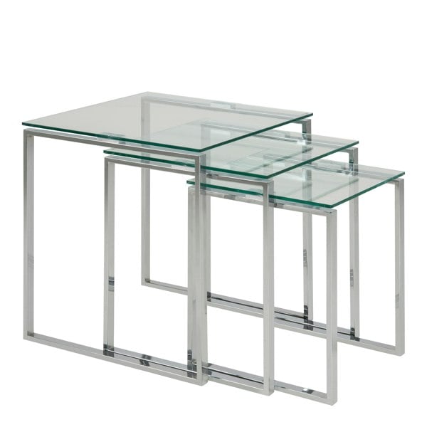 Furniture To Go Katrine Nest of Tables with Glass Top Set of 3