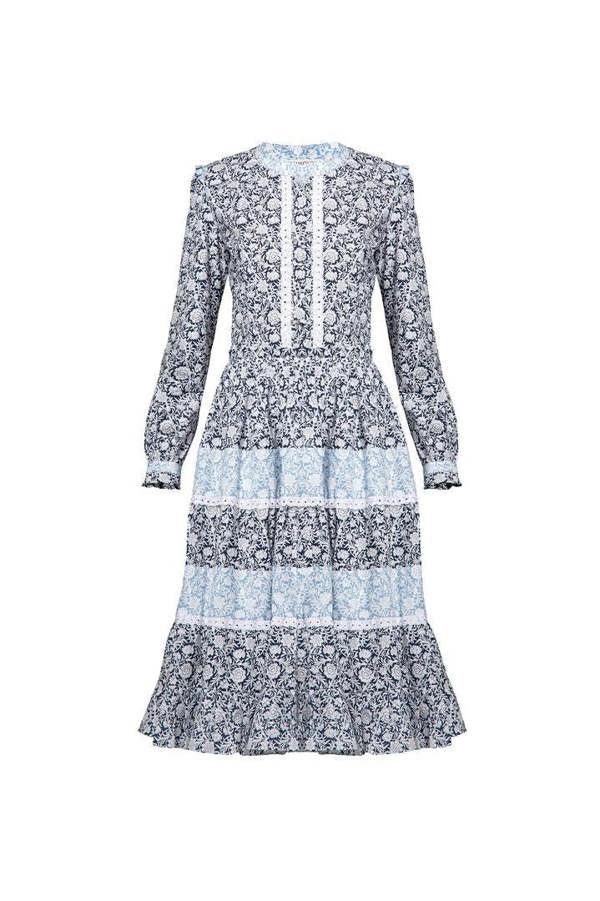 Rumour London Eliza printed poplin midi dress with embroidered trim