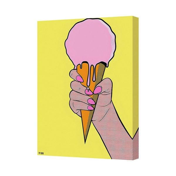 Benjamin Tate Design Contemporary Pop Art Canvas Print Ice Cream Cone Handheld Artwork