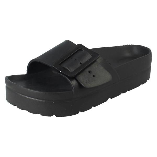 Spot On Ladies Spot On Adjustable Buckle Slip On Sliders Sandals F12098