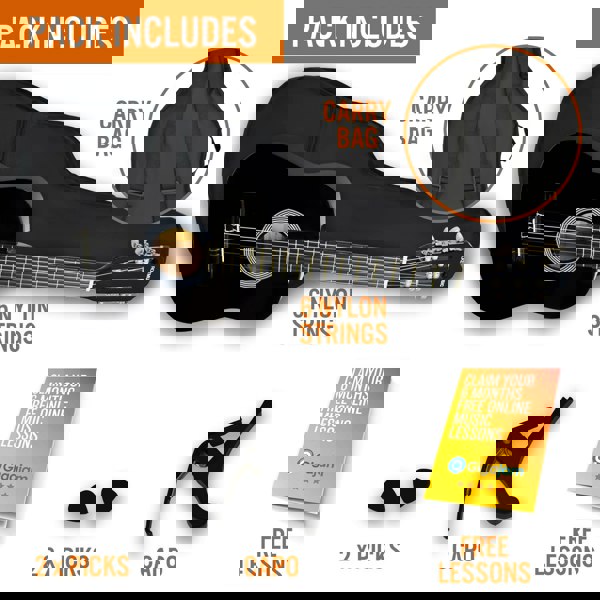 XF 3/4 Size Classical Guitar Pack Black Classical Guitars#Colour_Black