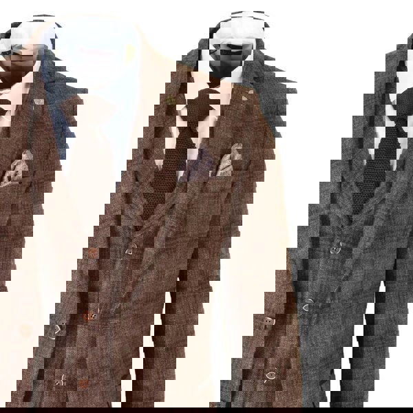 TruClothing TP-31 - Men's Brown Tweed Check 3 Piece Suit