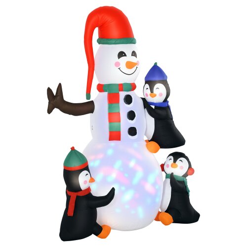 HOMCOM Inflatable Three Cute Penguins Building Snowman Christmas Lighted 6ft