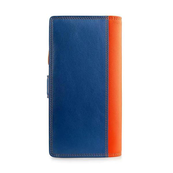 Back view of Orange bifold purse on a white background