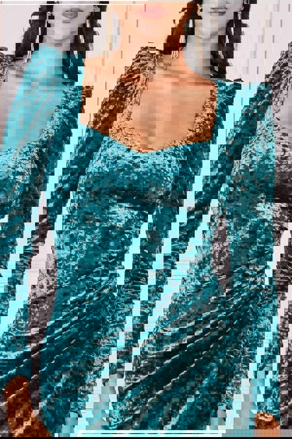 Flared Hem Ice Velvet Midi - Emerald Green DR4028