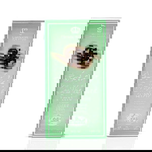 Perfume box for Choco Musk Pistachio by Crown Perfumes on a white background