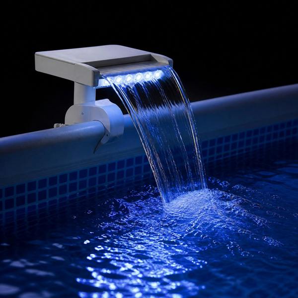 Intex Multi-Color LED Waterfall Cascade for Above Ground Pools – Illuminated Pool Fountain with 7 Color Changing Lights