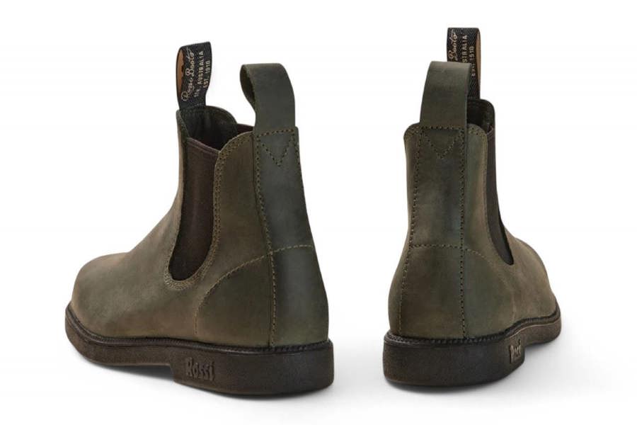 Rossi Boots Rossi 607 Booma Moss Olive Green Leather Chelsea Boots