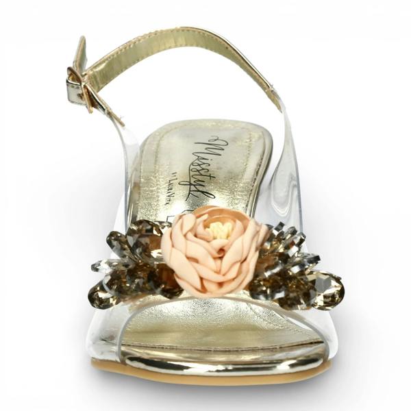 Laura Vita Mira 05 - Women’s Clear Golden Slip-On Heel Sandals