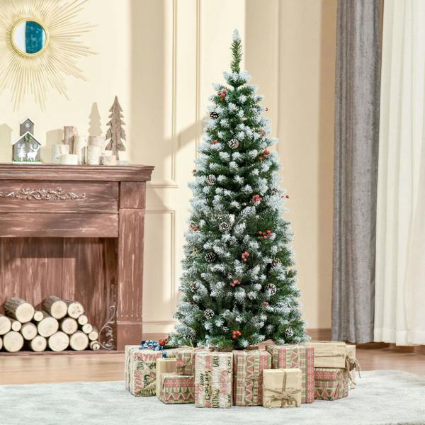 HOMCOM 5FT Artificial Christmas Tree Xmas Indoor Decoration w/ Pinecone - 53cm x 53cm x 150cm