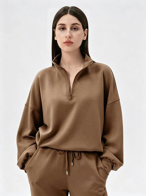 Anniou Casual Quarter Zip Pullover