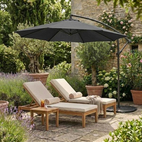 Jardi Cantilever Parasol 3m With Full Fan Base – Grey