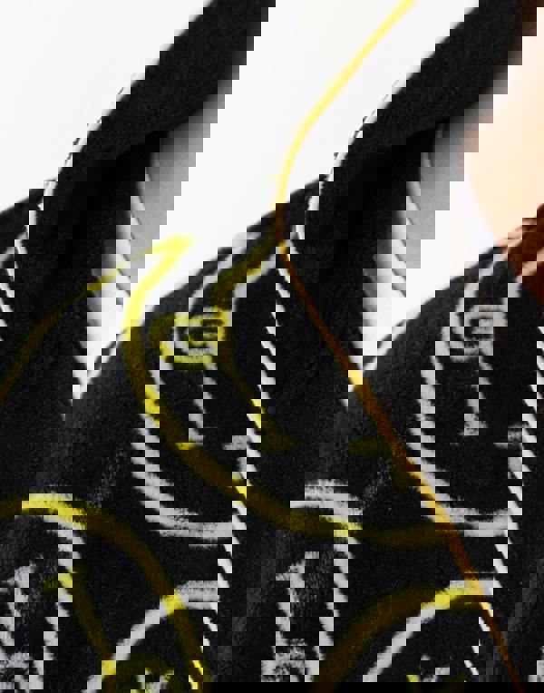 Nirvana Mens Black Logo Hooded Bathrobe