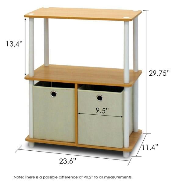 WALPLUS Turn-N-Tube 3-Tier Multipurpose Storage Rack Shelving Unit w/Bins, Beech/White perfect for organized storage and display