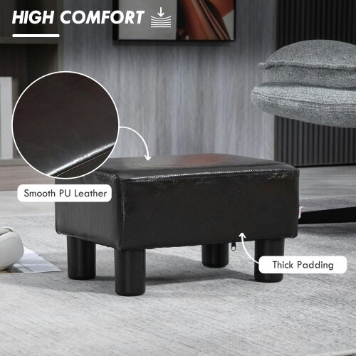 Wyld Haus Fatopa Brown Faux Leather Cube Footstool With 4 Plastic Feet