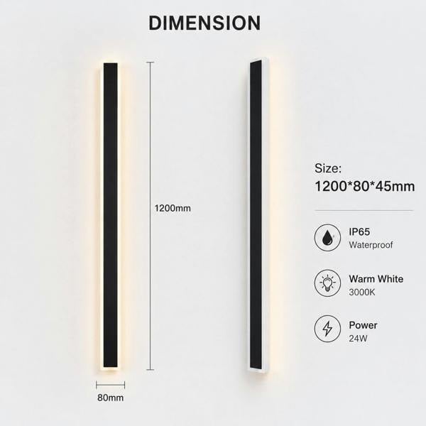 Ener-J 120cm Outdoor LED Wall Light – 24W Warm White (3000K) – IP65