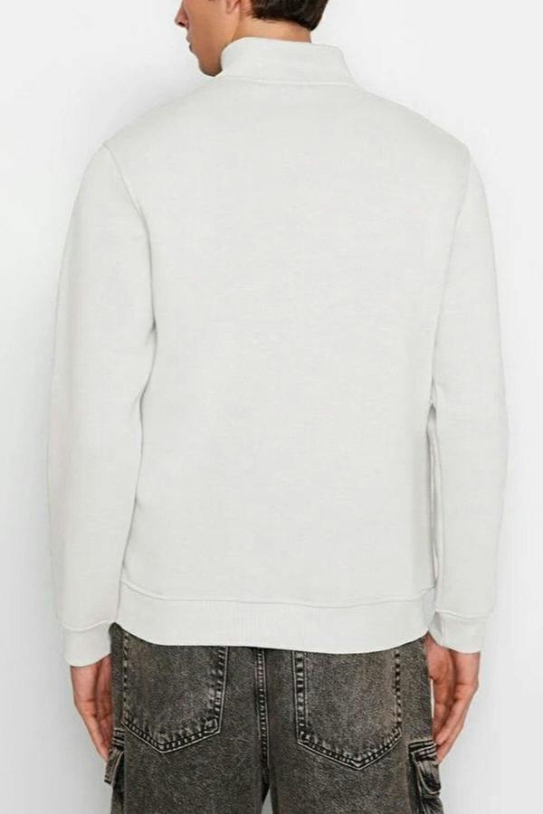 WOVCOR Stand Collar Zippered Basic Men's Sweatshirt