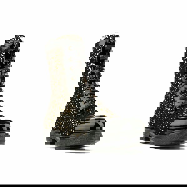 Embassy London Traveller - Black Gold - Women's leather higher ankle boot in gold and black