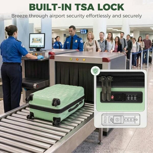 Bobobiy 2-Piece Luggage Set, ABS Hard Shell Carry On Suitcase Set with TSA Lock, Spinner Wheels, 12/20 inch, Green