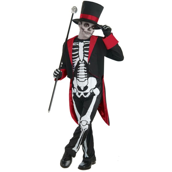 Bristol Novelty Childrens/Kids Mr Bone Jangles Halloween Costume - Black/White/Red