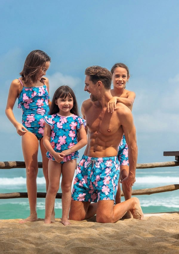 BOARDIES Sully Floral Little Girls Rashie Set