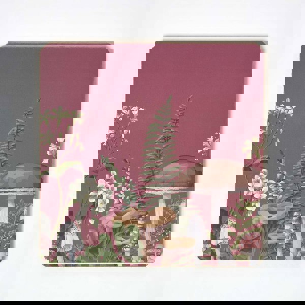 HOMESCAPES Cork Coasters with Mushroom Design, Set of 6