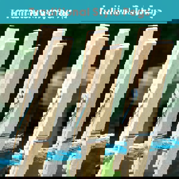 JVL Plastic Peg Basket, Grey with 102 Birch Wood Pegs, Brown