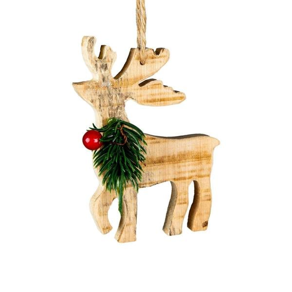 5cm Wooden Craft Reindeer Shape Tree Hanging Decoration, Natural Wood Christmas Ornament image 6