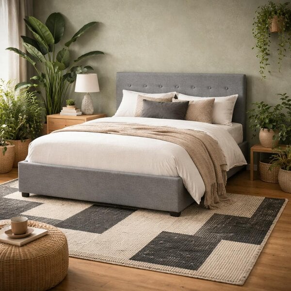 Wyld Haus Carrick Soft Grey 5ft King Size Bed Tufted Velvet Headboard and Footboard