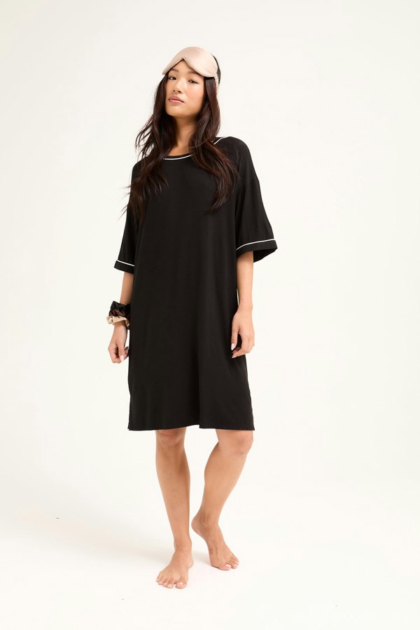 Bamboo Classic Tee Dress in Black - Wholesale - Nightgowns
